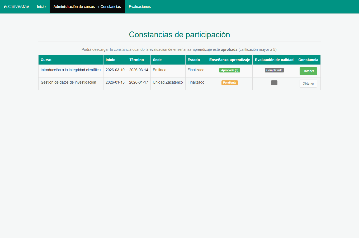 Constancias de participación